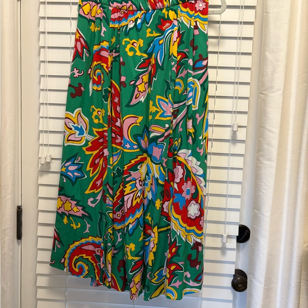 Boden Green Floral A-line Midi skirt